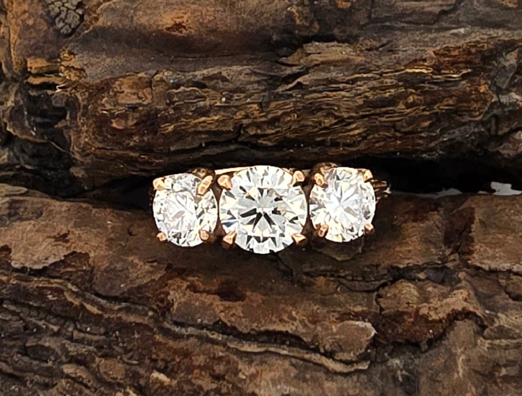 9ct Rose Gold 3 Stone Ring