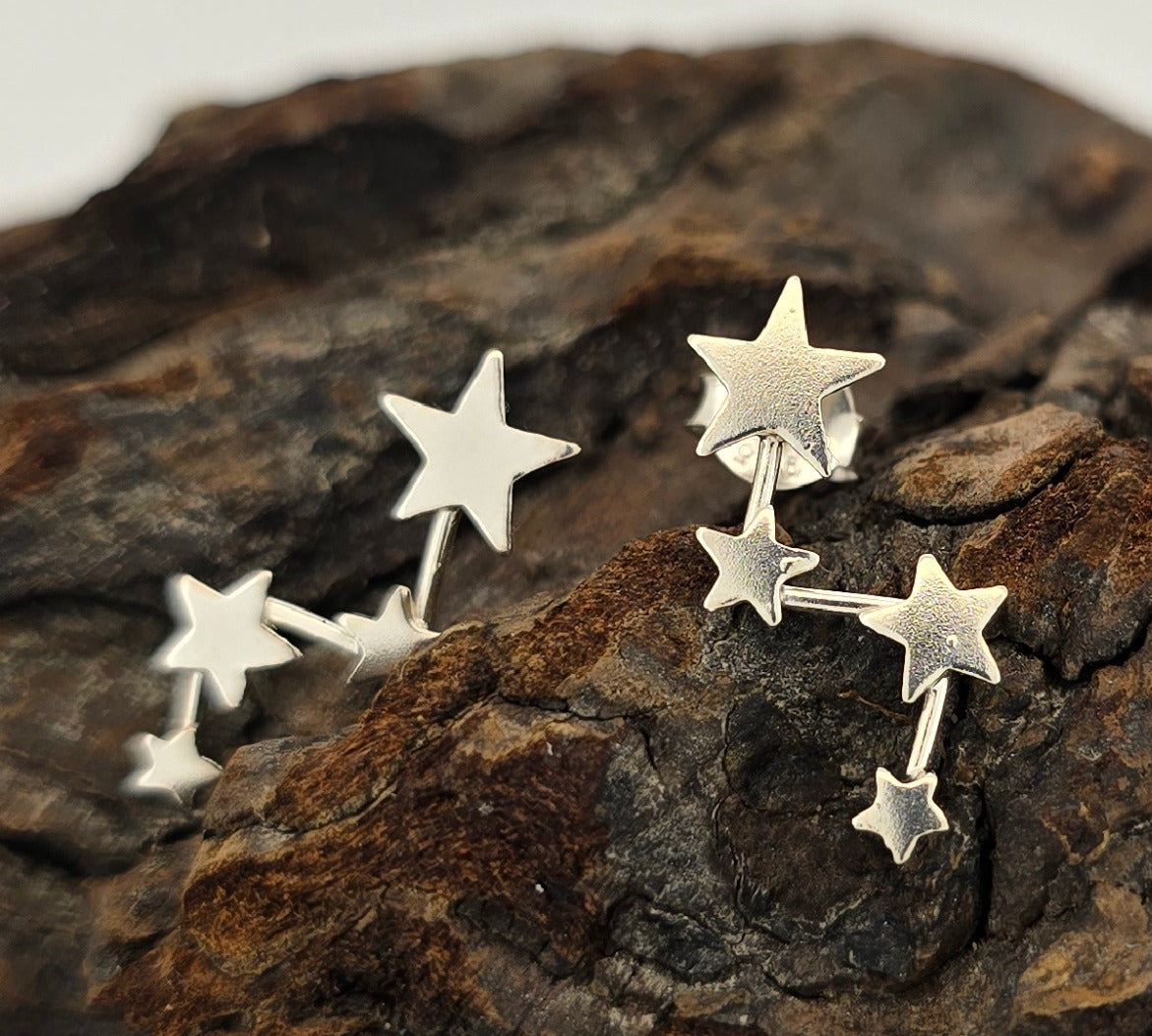 Celestial Star Drop Earrings – Sterling Silver Star Dangles